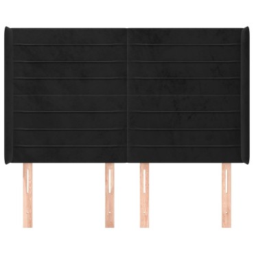 vidaXL Κεφαλάρι με Πτερύγια Μαύρο 147x16x118/128cm Βελούδινο 1 τεμ.
