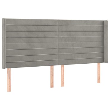 vidaXL Κεφαλάρι με Πτερύγια Ανοιχτό Γκρι 163x16x118/128cm Βελούδινο 1 τεμ.