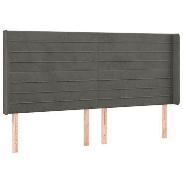 vidaXL Κεφαλάρι με Πτερύγια Σκούρο Γκρι 163x16x118/128cm Βελούδινο 1 τεμ.