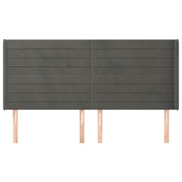 vidaXL Κεφαλάρι με Πτερύγια Σκούρο Γκρι 163x16x118/128cm Βελούδινο 1 τεμ.
