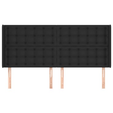 vidaXL Κεφαλάρι με Πτερύγια Μαύρο 163x16x118/128cmΣυνθετικό Δέρμα 1 τεμ.