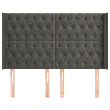 vidaXL Κεφαλάρι με Πτερύγια Σκούρο Γκρι 163x16x118/128cm Βελούδινο 1 τεμ.