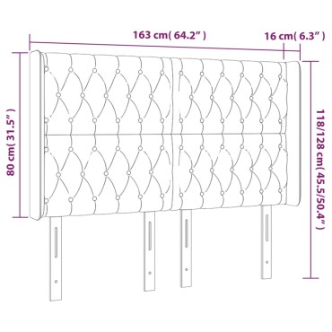 vidaXL Κεφαλάρι με Πτερύγια Σκούρο Γκρι 163x16x118/128cm Βελούδινο 1 τεμ.