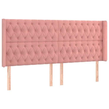 vidaXL Κεφαλάρι με Πτερύγια Ροζ 183x16x118/128cm Βελούδινο 1 τεμ.