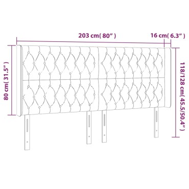 vidaXL Κεφαλάρι με Πτερύγια Ανοιχτό Γκρι 203x16x118/128cm Βελούδινο 1 τεμ.