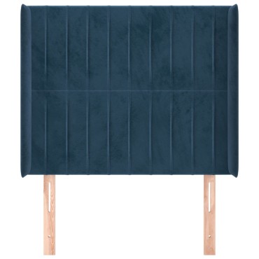vidaXL Κεφαλάρι με Πτερύγια Σκούρο Μπλε 83x16x118/128cm Βελούδινο 1 τεμ.