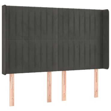 vidaXL Κεφαλάρι με Πτερύγια Σκούρο Γκρι 147x16x118/128cm Βελούδινο 1 τεμ.