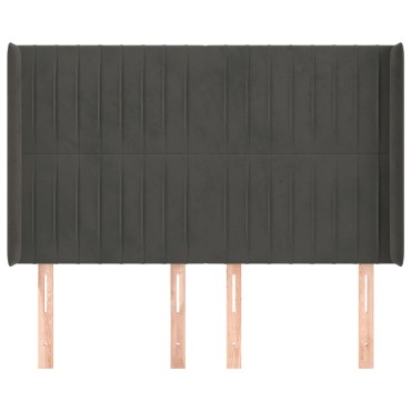 vidaXL Κεφαλάρι με Πτερύγια Σκούρο Γκρι 147x16x118/128cm Βελούδινο 1 τεμ.