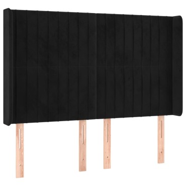 vidaXL Κεφαλάρι με Πτερύγια Μαύρο 147x16x118/128cm Βελούδινο 1 τεμ.