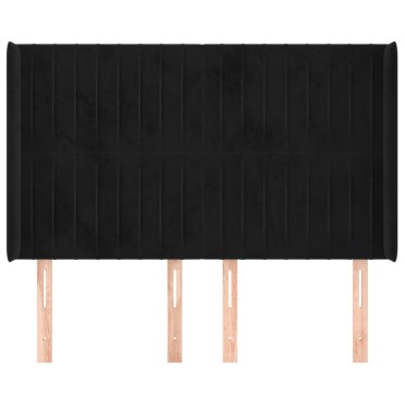 vidaXL Κεφαλάρι με Πτερύγια Μαύρο 147x16x118/128cm Βελούδινο 1 τεμ.