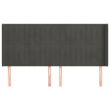vidaXL Κεφαλάρι με Πτερύγια Σκούρο Γκρι 163x16x118/128cm Βελούδινο 1 τεμ.