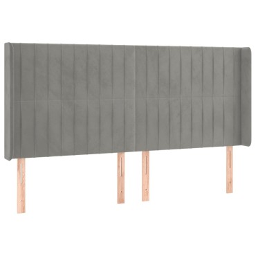 vidaXL Κεφαλάρι με Πτερύγια Ανοιχτό Γκρι 183x16x118/128cm Βελούδινο 1 τεμ.