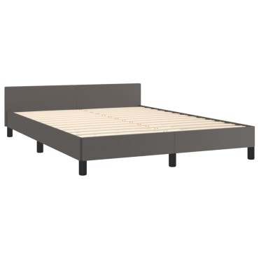 vidaXL Πλαίσιο Κρεβατιού με Κεφαλάρι Γκρι 140x200 εκ. Συνθετικό Δέρμα