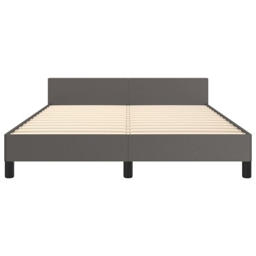 vidaXL Πλαίσιο Κρεβατιού με Κεφαλάρι Γκρι 140x200 εκ. Συνθετικό Δέρμα