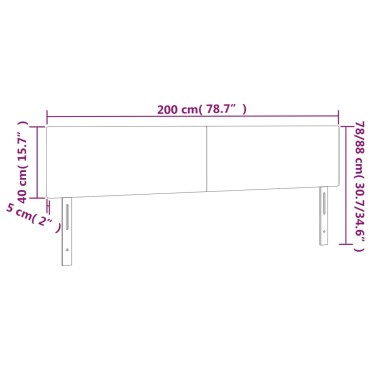 vidaXL Κεφαλάρια Σκ. Γκρι Βελούδινα 200x5x78/88cm