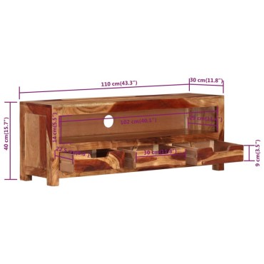 vidaXL Έπιπλο Τηλεόρασης 110x30x40cm από Μασίφ Ξύλο Ακακίας