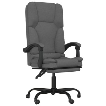 vidaXL Καρέκλα Γραφείου Μασάζ Ανακλινόμενη Σκούρο Γκρι Υφασμάτινη 63x56x(110,5-120)cm 1 τεμ.