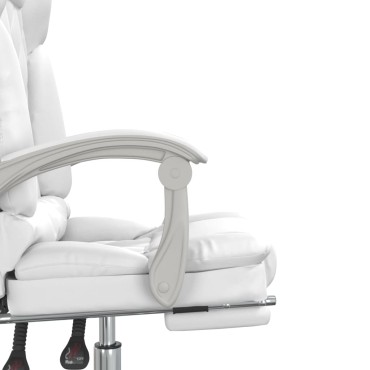 vidaXL Πολυθρόνα Γραφείου Μασάζ Ανακλινόμενη Λευκό από Συνθετικό Δέρμα 63x56x(110,5-120)cm 1 τεμ.