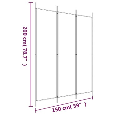 vidaXL Διαχωριστικό Δωματίου με 3 Πάνελ Μαύρο 150x200cm από Ύφασμα 1 τεμ.