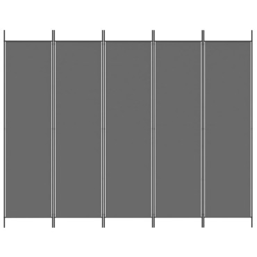 vidaXL Διαχωριστικό Δωματίου με 5 Πάνελ Ανθρακί 250x200cm από Ύφασμα 1 τεμ.