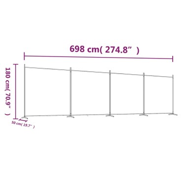 vidaXL Διαχωριστικό Δωματίου με 4 Πάνελ Ανθρακί 698x180cm από Ύφασμα 1 τεμ.