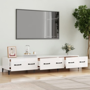 vidaXL Έπιπλο Τηλεόρασης Γυαλ. Λευκό150x34,5x30cm Επεξεργασμένο Ξύλο