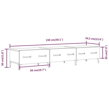 vidaXL Έπιπλο Τηλεόρασης Γυαλ. Λευκό150x34,5x30cm Επεξεργασμένο Ξύλο