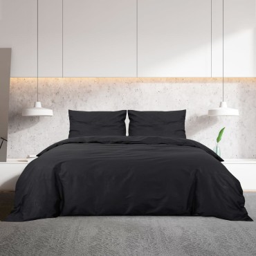 vidaXL Σετ Παπλωματοθήκης Μαύρο 135x200 εκ. Ελαφρύ Ύφασμα Μικροϊνών