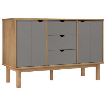 vidaXL Συρταριέρα OTTA Καφέ και Γκρι 113,5x43x73cm Μασίφ Ξύλο Πεύκου 1 τεμ.