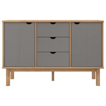 vidaXL Συρταριέρα OTTA Καφέ και Γκρι 113,5x43x73cm Μασίφ Ξύλο Πεύκου 1 τεμ.