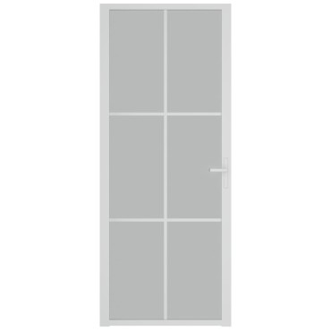 vidaXL Εσωτερική Πόρτα 83x201,5 εκ. Λευκό Ματ Γυαλί και Αλουμίνιο