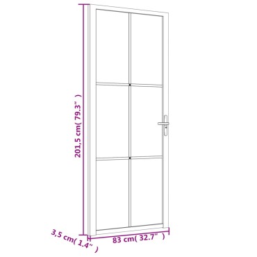 vidaXL Εσωτερική Πόρτα 83x201,5 εκ. Λευκό Ματ Γυαλί και Αλουμίνιο