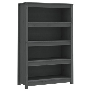 vidaXL Βιβλιοθήκη Γκρι 80x35x126cm από Μασίφ Ξύλο Πεύκου 1 τεμ.
