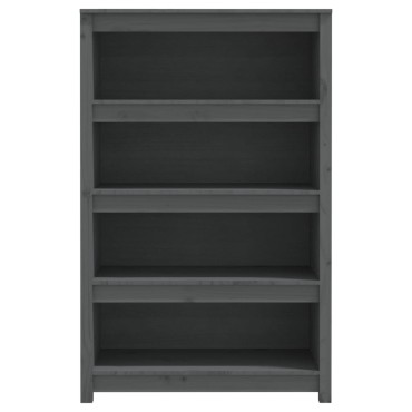 vidaXL Βιβλιοθήκη Γκρι 80x35x126cm από Μασίφ Ξύλο Πεύκου 1 τεμ.