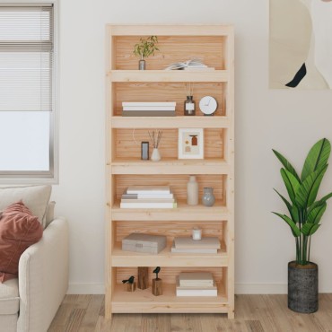 vidaXL Βιβλιοθήκη 80x35x183cm από Μασίφ Ξύλο Πεύκου 1 τεμ.