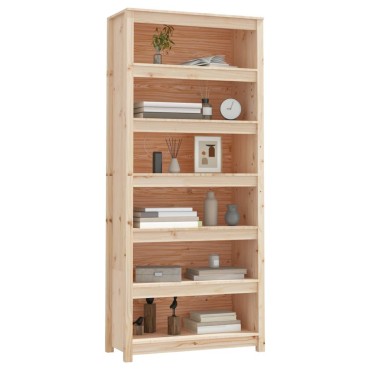 vidaXL Βιβλιοθήκη 80x35x183cm από Μασίφ Ξύλο Πεύκου 1 τεμ.