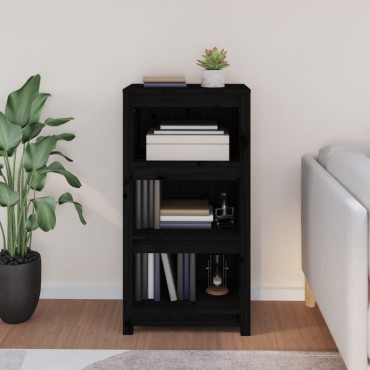 vidaXL Βιβλιοθήκη Μαύρη 50x35x97cm από Μασίφ Ξύλο Πεύκου 1 τεμ.