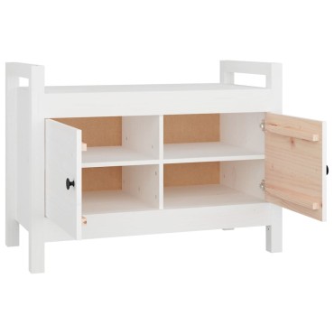 vidaXL Παγκάκι Χολ Λευκό 80x40x60cm από Μασίφ Ξύλο Πεύκου 1 τεμ.