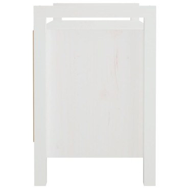 vidaXL Παγκάκι Χολ Λευκό 80x40x60cm από Μασίφ Ξύλο Πεύκου 1 τεμ.
