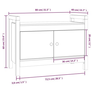 vidaXL Παγκάκι Χολ Λευκό 80x40x60cm από Μασίφ Ξύλο Πεύκου 1 τεμ.
