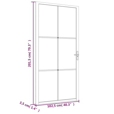 vidaXL Εσωτερική Πόρτα 102,5x201,5 εκ. Λευκή ESG Γυαλί και Αλουμίνιο