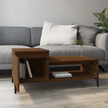 vidaXL Τραπεζάκι Σαλονιού Καφέ Δρυς 100x50x45cm Επεξεργασμ. Ξύλο 1 τεμ.