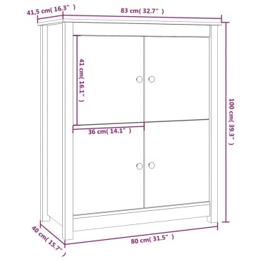 vidaXL Συρταριέρα 83x41,5x100cm από Μασίφ Ξύλο Πεύκου 1 τεμ.