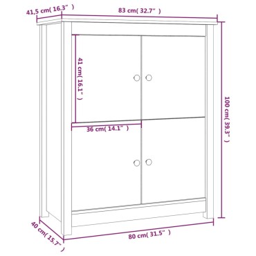 vidaXL Συρταριέρα Λευκό 83x41,5x100cm από Μασίφ Ξύλο Πεύκου 1 τεμ.