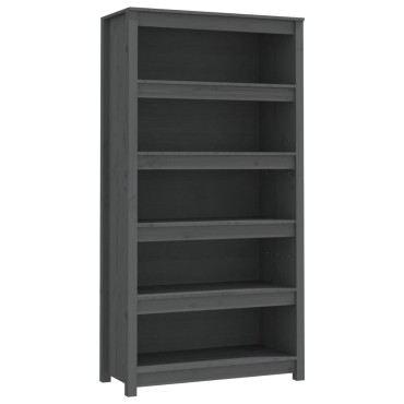 vidaXL Βιβλιοθήκη Γκρι 80x35x154cm από Μασίφ Ξύλο Πεύκου 1 τεμ.