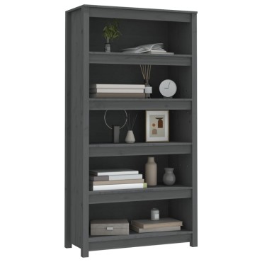 vidaXL Βιβλιοθήκη Γκρι 80x35x154cm από Μασίφ Ξύλο Πεύκου 1 τεμ.