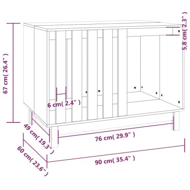 vidaXL Σπιτάκι Σκύλου 90 x 60 x 67 εκ. από Μασίφ Ξύλο Πεύκου