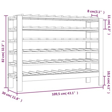 vidaXL Ραφιέρα Κρασιών 109,5x30x82cm από Μασίφ Ξύλο Πεύκου 1 τεμ.