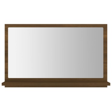 vidaXL Καθρέφτης Μπάνιου Καφέ Δρυς 60x10,5x37cm Επεξεργ. Ξύλο 1 τεμ.