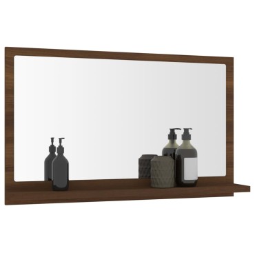 vidaXL Καθρέφτης Μπάνιου Καφέ Δρυς 60x10,5x37cm Επεξεργ. Ξύλο 1 τεμ.